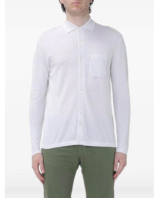 Brooksfield White Cardigan À Poche Poitrine Boutonné for men
