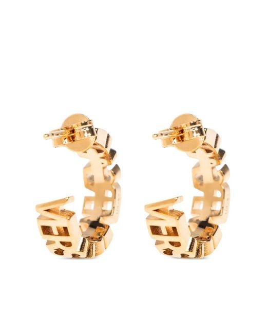 Orecchini A Cerchio Con Logo di Versace in Metallic