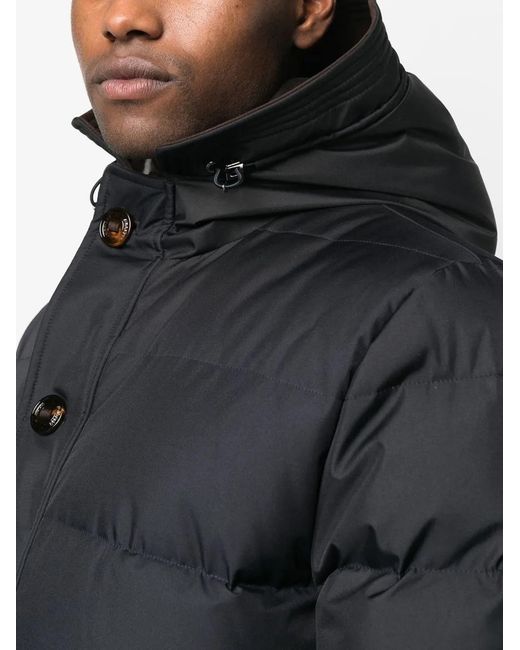 Moorer Black Drawstring-Hood Padded Coat for men