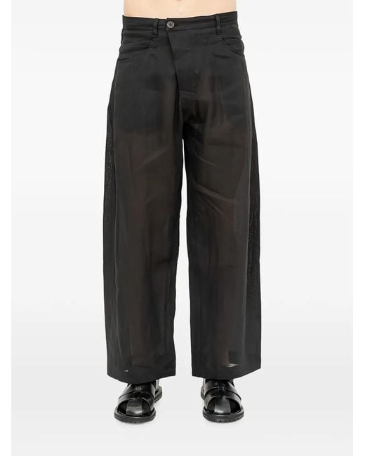 Jan Jan Van Essche Black Sheer-Twill Oversized Trousers for men