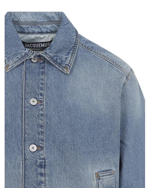 Jacquemus Cropped Denim Jacket With Pointed Collar And Butto in Blue für Herren