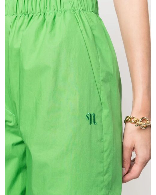 Nanushka Green Elasticated-Waistband Cotton Shorts