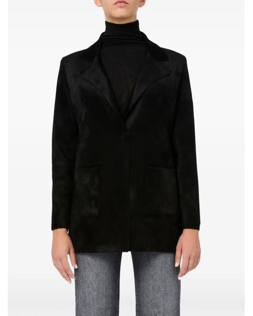 D.exterior Black Single-Breasted Blazer