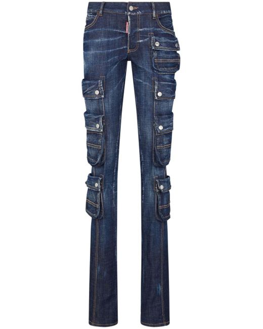 DSquared² Blue Low-rise Skinny Cargo Jeans