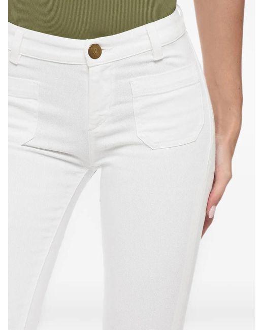 Seafarer White Patch-Pocket Wide-Leg Jeans