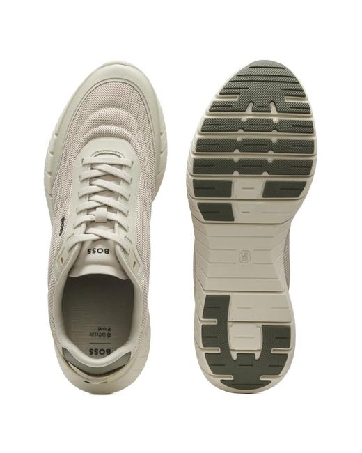 Boss White Baskets À Empiècements En Mesh Et Finitions En Cuir for men