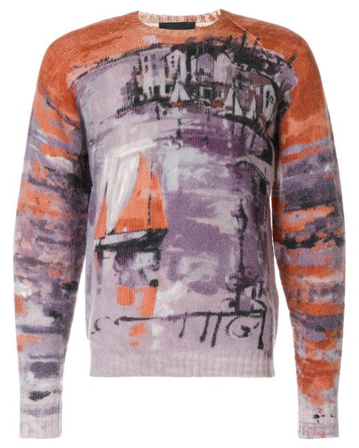Prada Multicolor Fishing Village Print Sweater for men