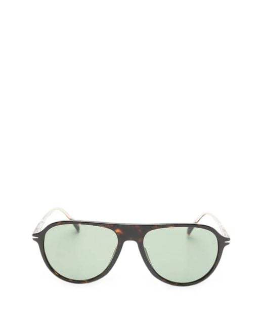 David Beckham Green Tortoiseshell-Effect Rectangle-Frame Sunglasses