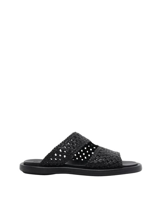 Poeve Black Delphine Woven Leather Sandals
