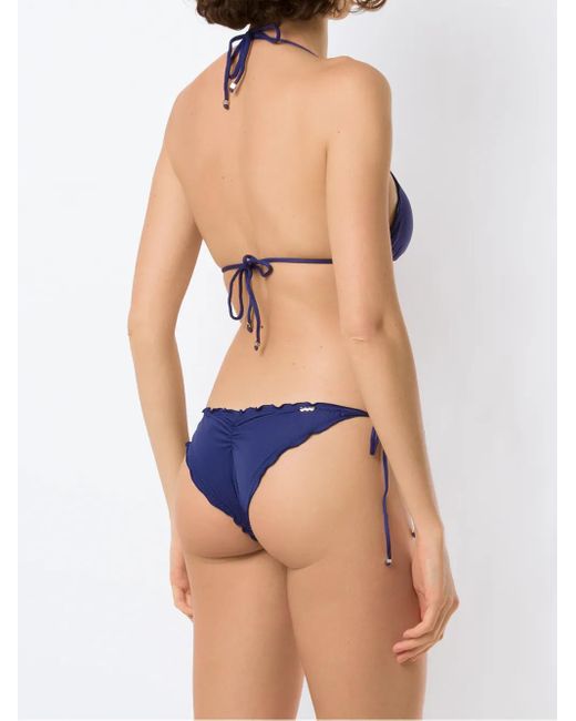 Amir Slama Blue Ruffled Triangle Bikini Set