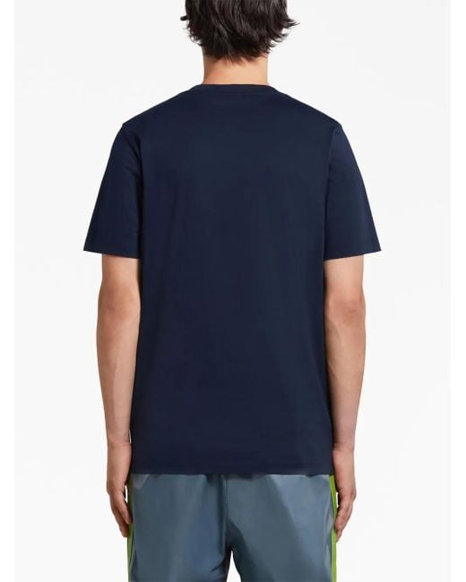 Marni Blue Cotton T-Shirt With Logo for men