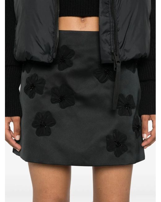 Moncler フローラル Aラインミニスカート Black