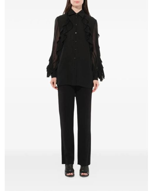 Givenchy Black Ruffled Transparent Blouse