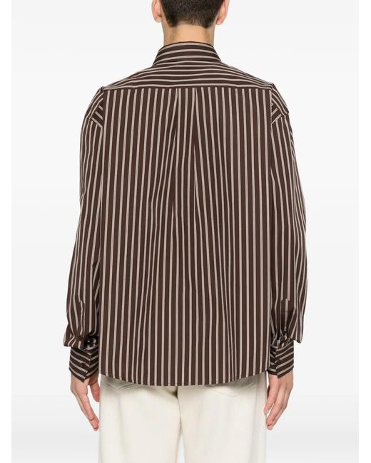 Sandro Brown Striped Long-Sleeve Shirt for men