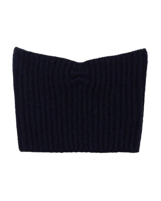 Prada Blue Geripptes Bandeau-Top