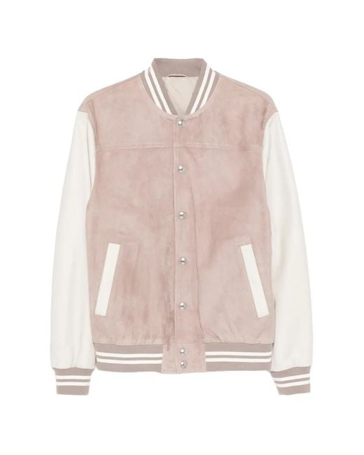 Eleventy Pink Striped Bomber Jacket for men