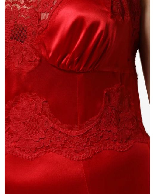 Dolce & Gabbana Red Laced Maxi Dress