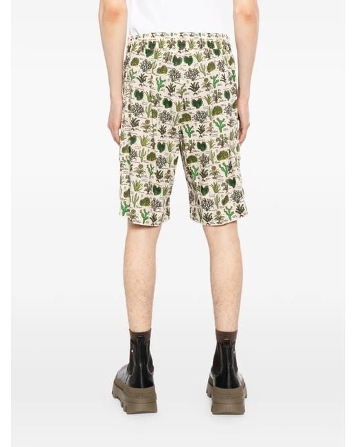 Moncler White Print Drawstring Shorts for men