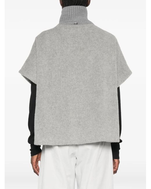 Herno Gray High-Neck Cap-Sleeve Jacket