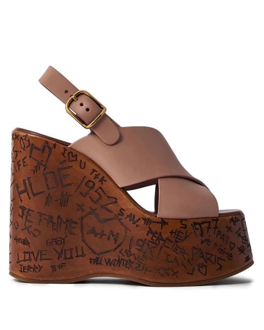 Chloé Maxime 130mm ウェッジサンダル Brown