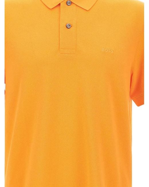 Boss Orange Embroidered-Logo Piqué Polo Shirt for men