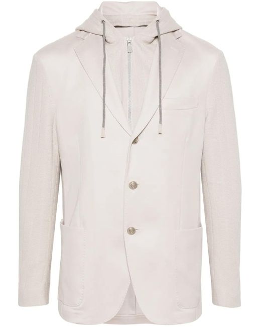Eleventy Natural Hooded Single-Breasted Blazer for men