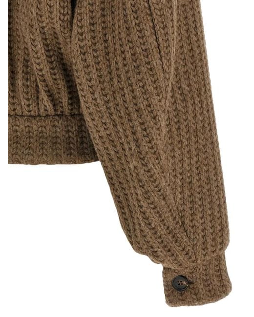 GIUSEPPE DI MORABITO Brown Knitted Flower-Embellished Jacket