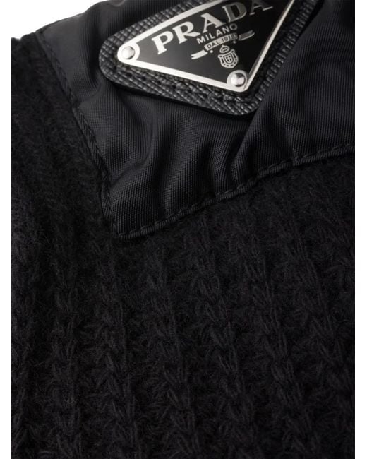 Prada Black Wool And Cashmere Gloves for men