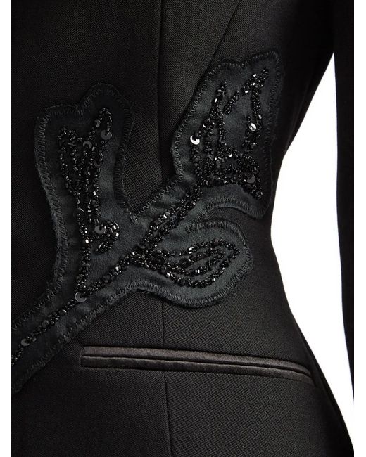 Erdem Black Single-Breasted Embellished Blazer
