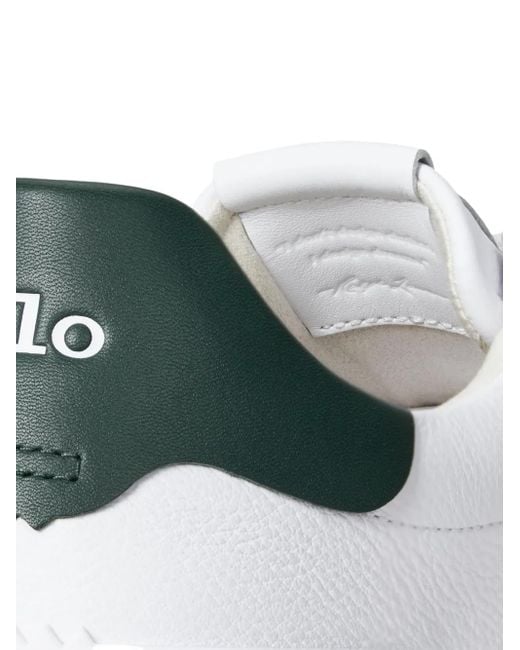Polo Ralph Lauren White Polo Player Logo Leather Sneakers for men