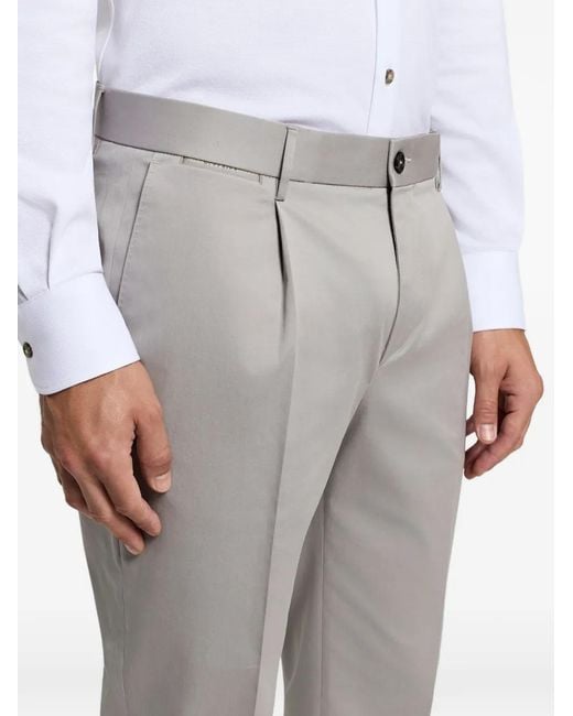 Peserico White Cuffed Pleated Trousers for men
