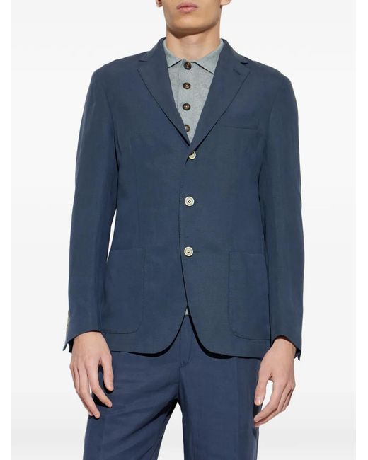 Eleventy Blue Button Single-Breasted Blazer for men
