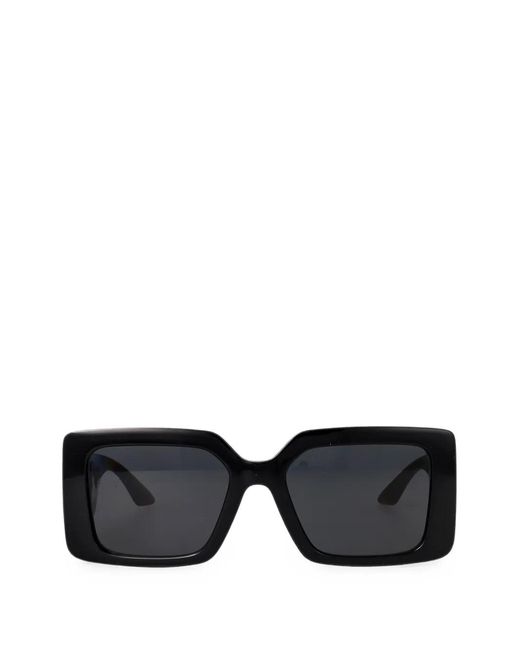 Versace Black Greca Rectangle-Frame Sunglasses