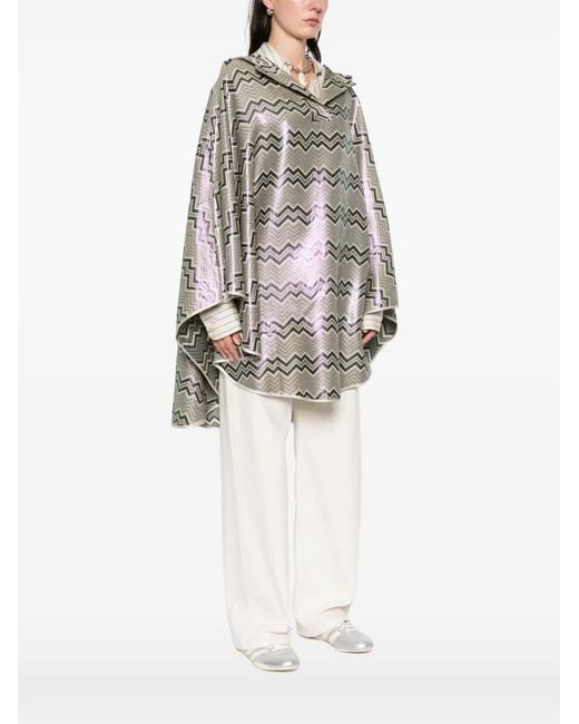 Missoni Gray Hood Chevron-Pattern Cape