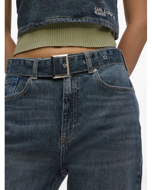 Karl Lagerfeld Blue Belted Flared Jeans