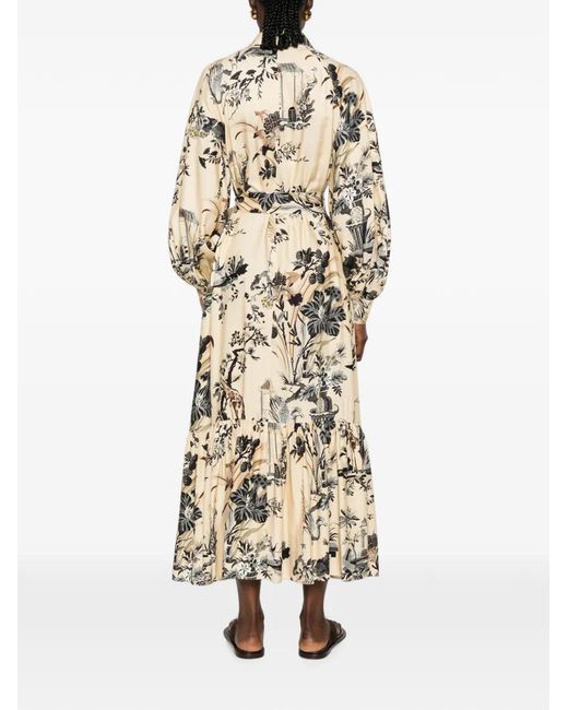Etro Metallic Scenic-Print Tiered Maxi Dress