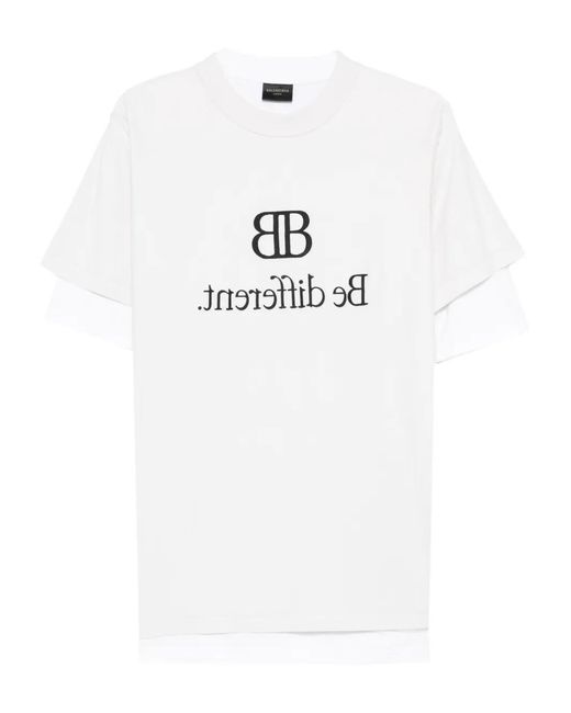 Balenciaga White Layered Graphic T-Shirt for men