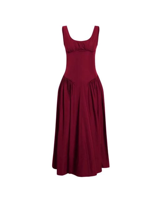 Proenza Schouler Red Kendal Drop-Waist Technical Cotton Midi Dress