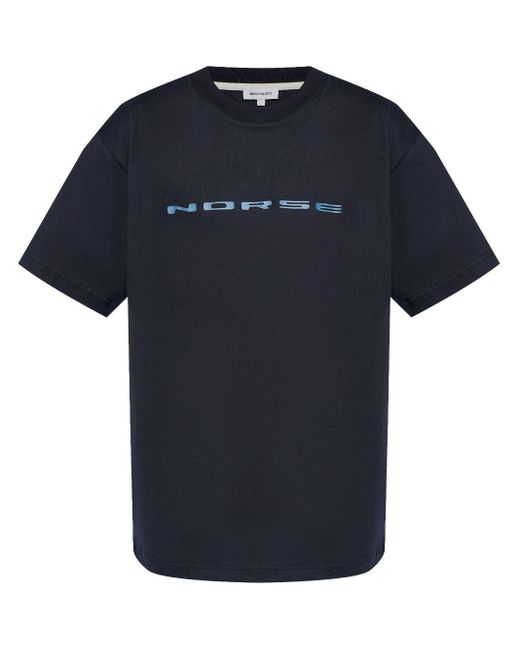 Norse Projects Blue Logo-print Cotton T-shirt for men