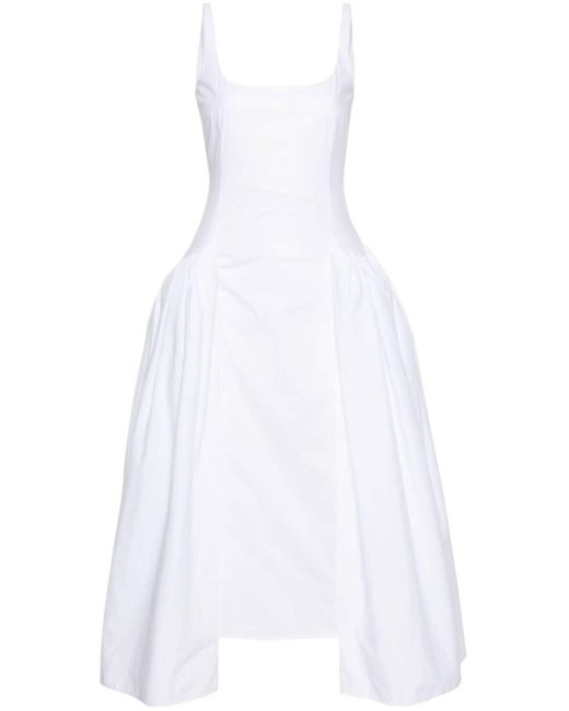 16Arlington White Vezile Popeline-Kleid mit drapierten Einsätzen