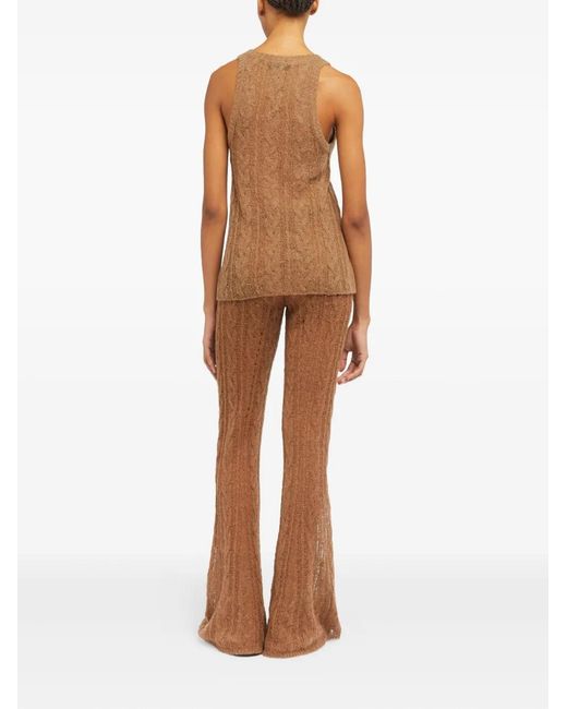 Alanui Brown Desert Drift Cable-Knit Tank Top
