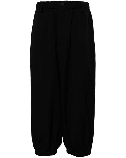 Yohji Yamamoto Black Tapered Wool Cropped Trousers for men