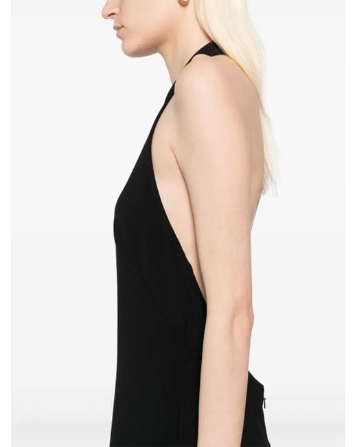 Amsale Black Italian Stretch Crepe Halter Dress