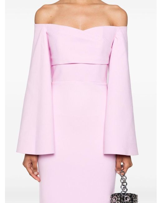 Solace London Pink Eliana Off-shoulder Gown