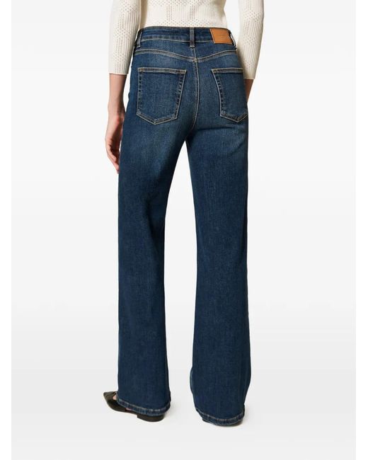 Twinset Blue Five-Pocket Wide-Leg Jeans