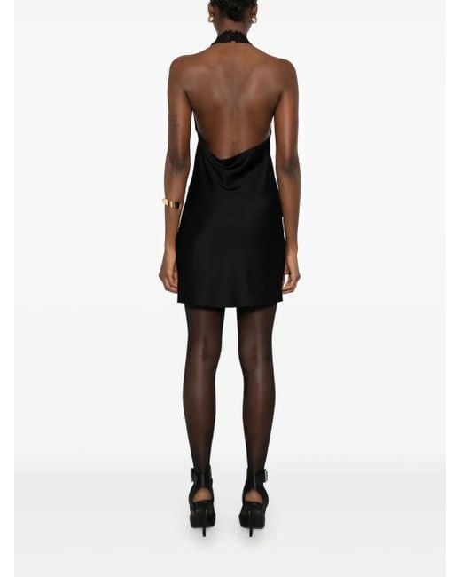 Saint Laurent Lace-Detail Mini Dress in Black | Lyst