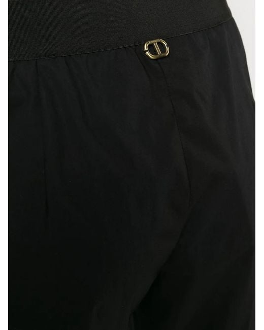 Twinset Black Logo-Plaque Detail Trousers