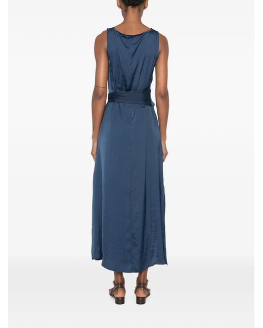 MOUTAKI Blue Sleeveless Knot-Detail Midi Dress