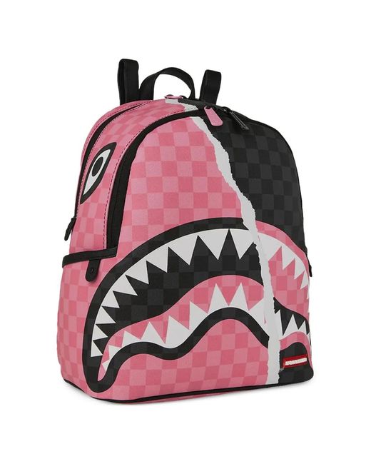Sprayground Check-Pattern Shark Backpack in Pink for Men | Lyst
