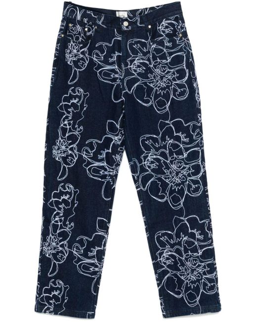 Arte' Blue Flower Stitch Jeans for men